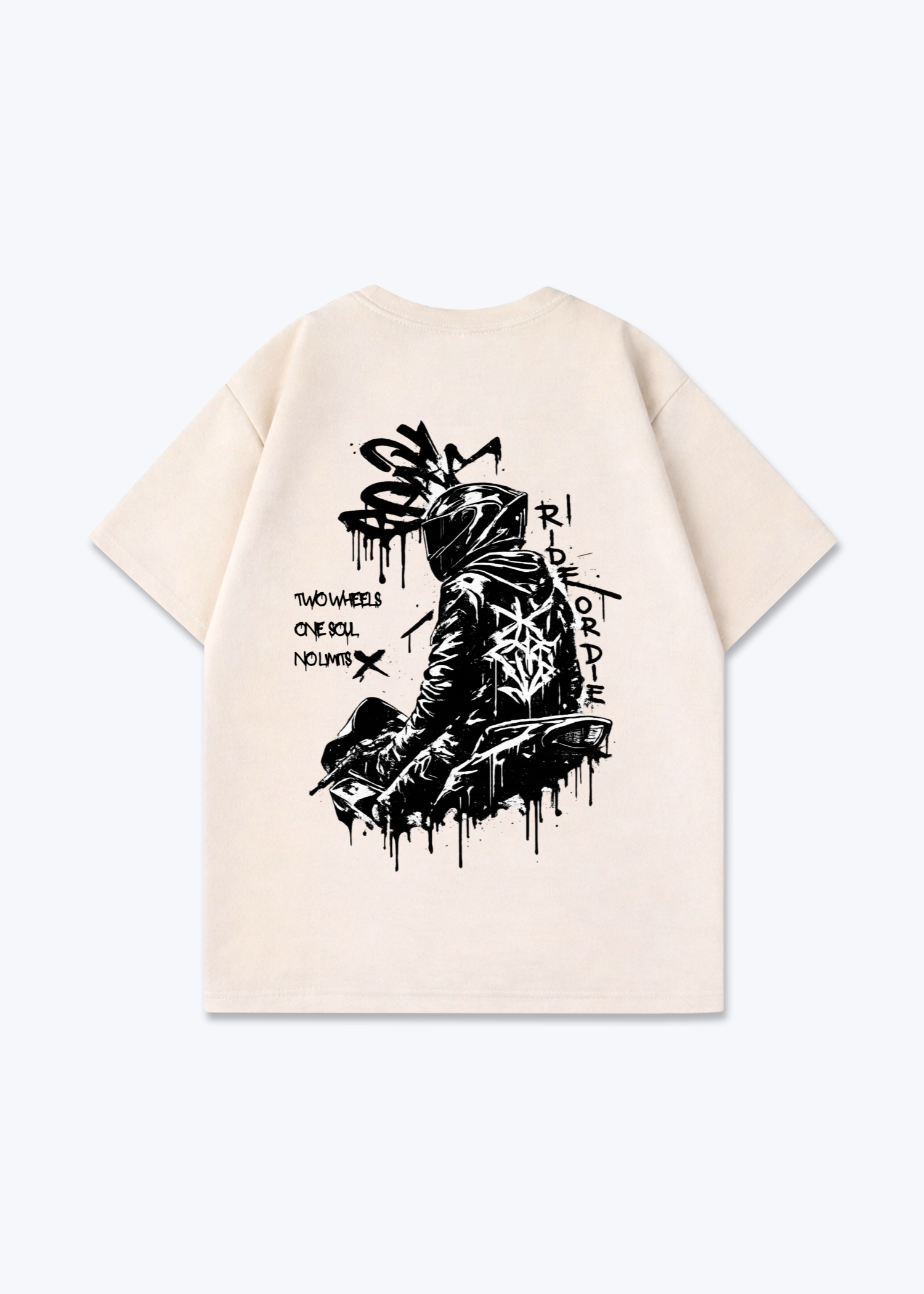 Midnight Rider Oversized Shirt - Beige Back (Designed)