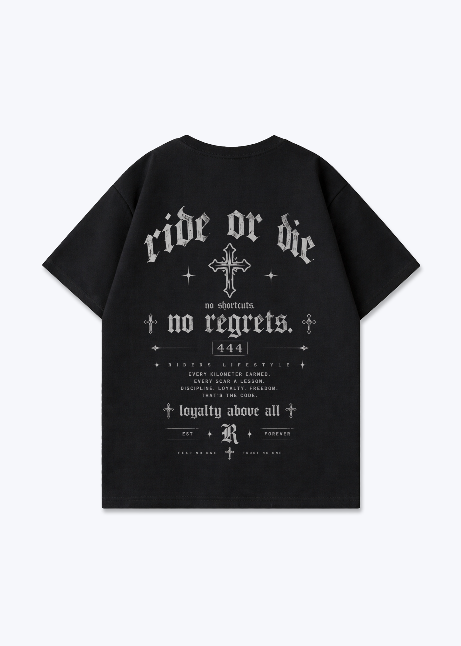 No regrets Oversized Shirt - Black Back (Designed)