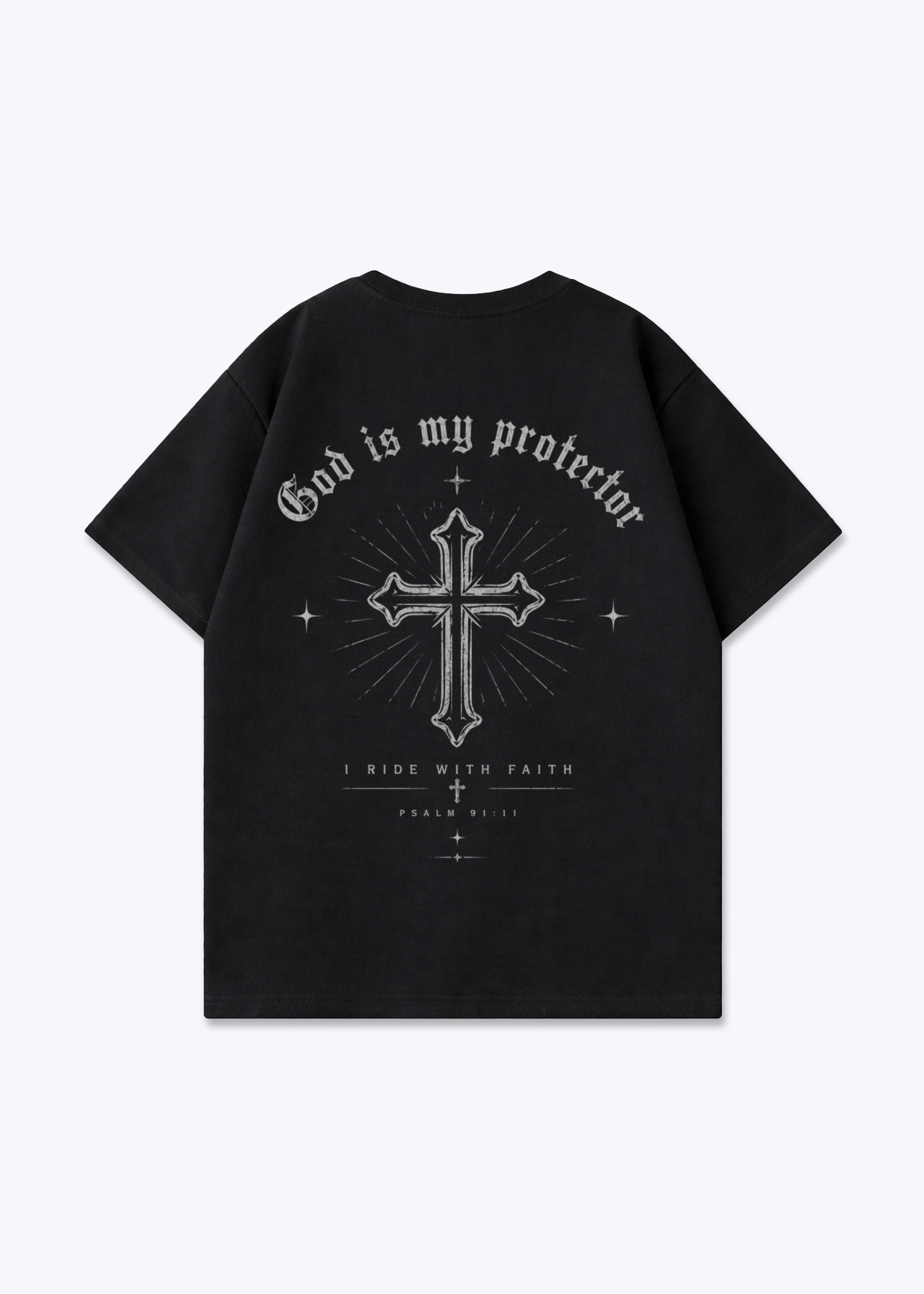 God is my protector Oversized Shirt - Black Back (Designed)