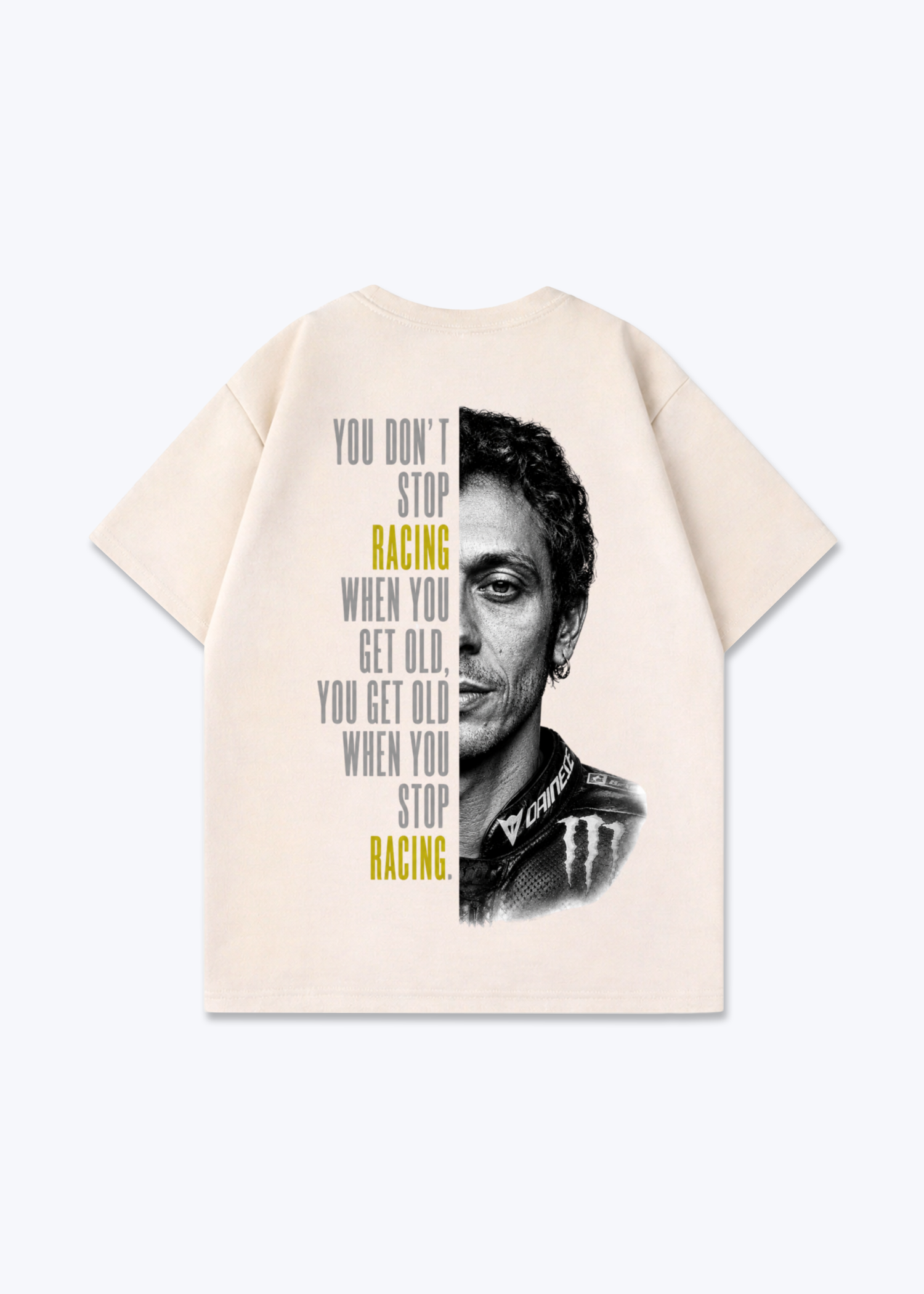 Don`t stop racing Oversized Shirt - Beige Back (Designed)
