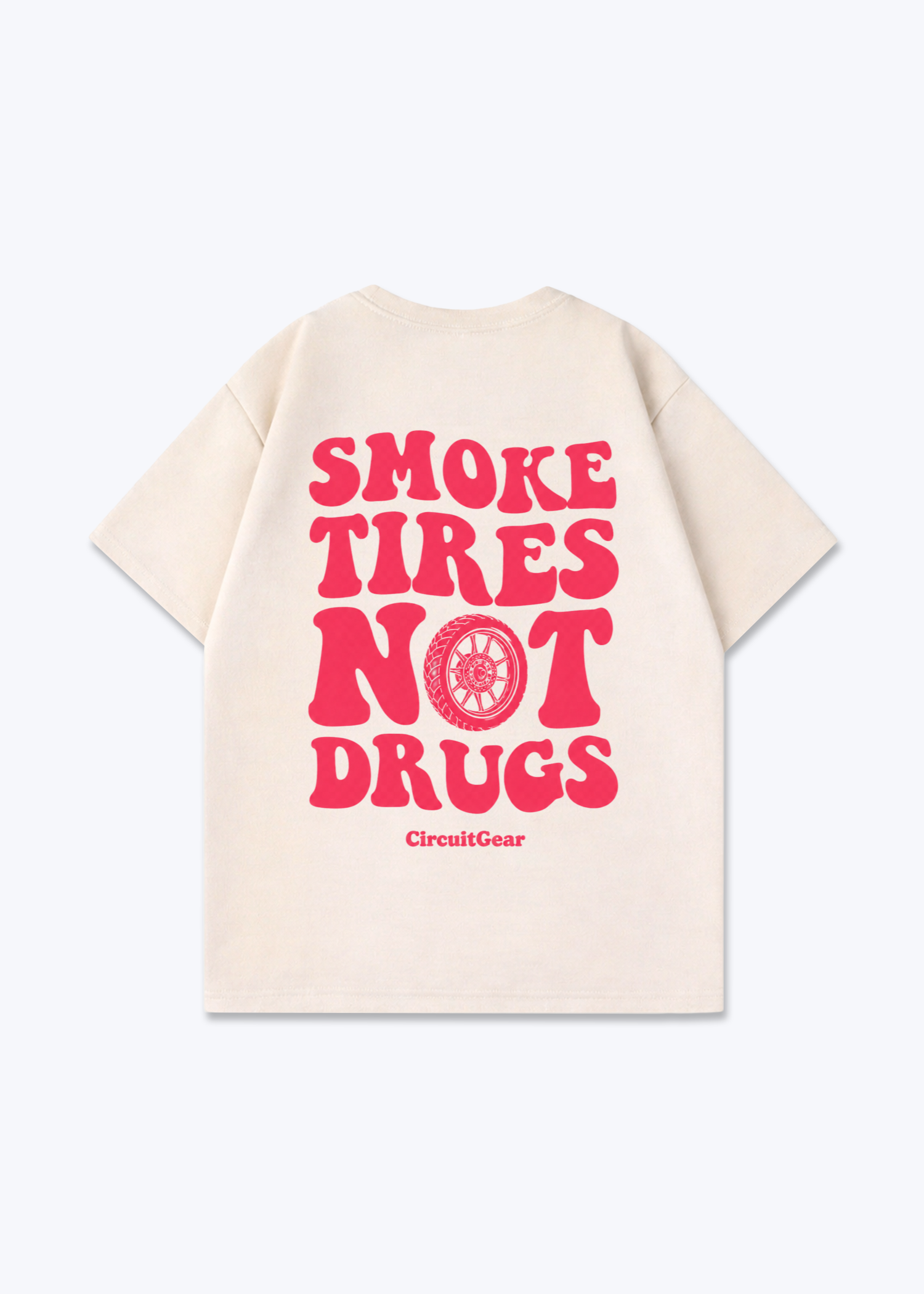 Smoke tires Oversized Shirt - Beige Back (Designed)