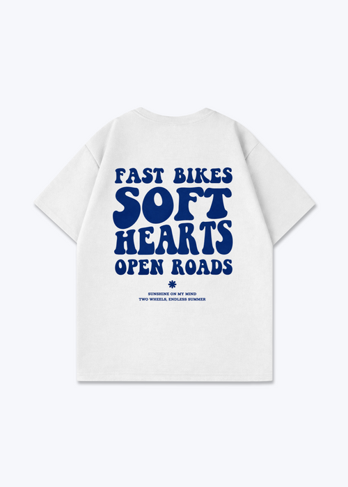 Fast bikes soft hearts Oversized Shirt - White Back (Designed)