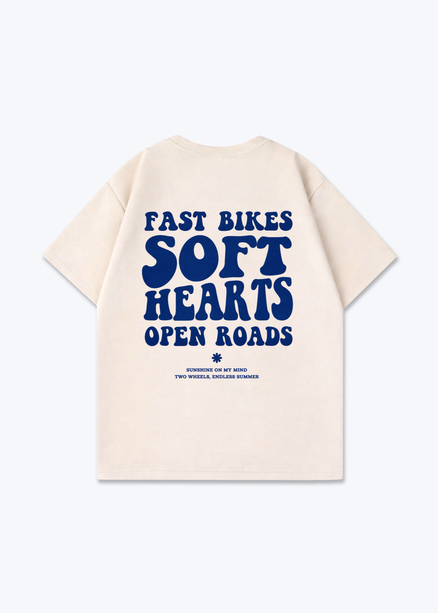 Fast bikes soft hearts Oversized Shirt - Beige Back (Designed)