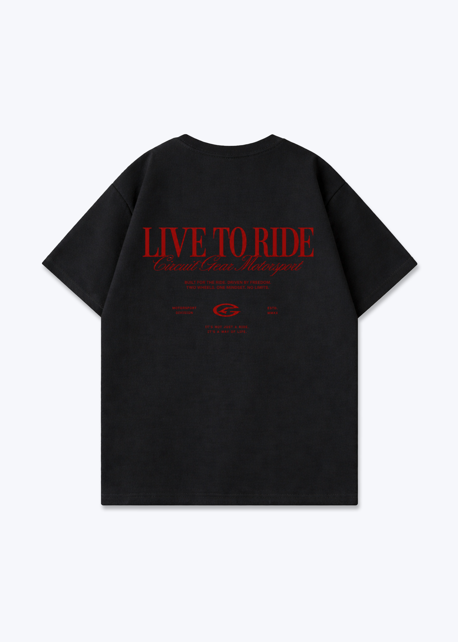 Live to ride Oversized Shirt - Black Back (Designed)