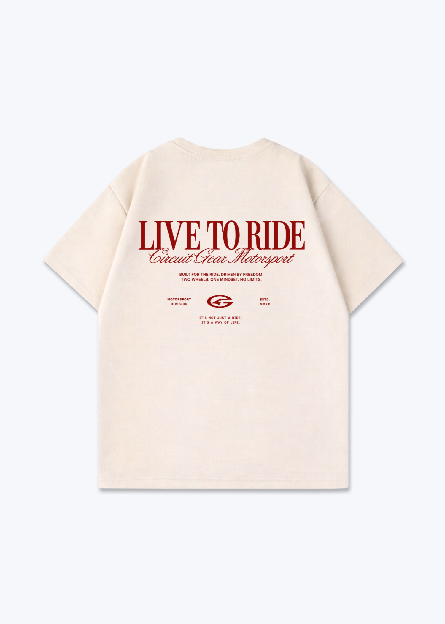 Live to ride Oversized Shirt - Beige Back (Designed)