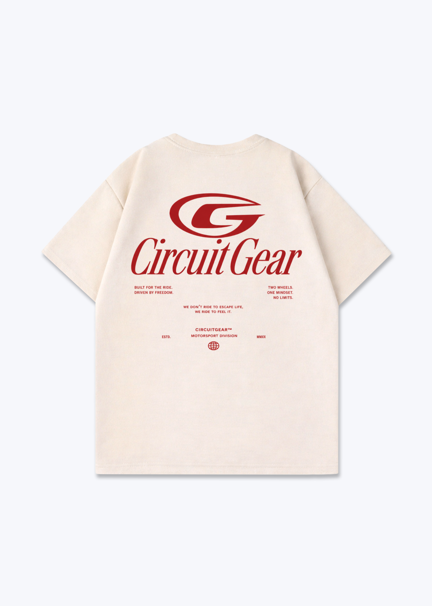 We ride to feel it Oversized Shirt - Beige Back (Designed)