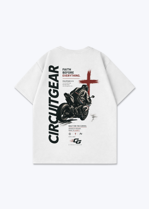 Faith before everything Oversized Shirt - White Back (Designed)