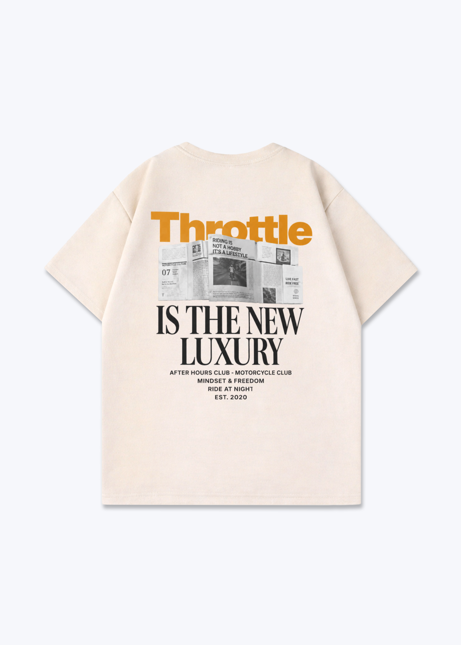 Throttle Oversized Shirt - Beige Back (Designed)