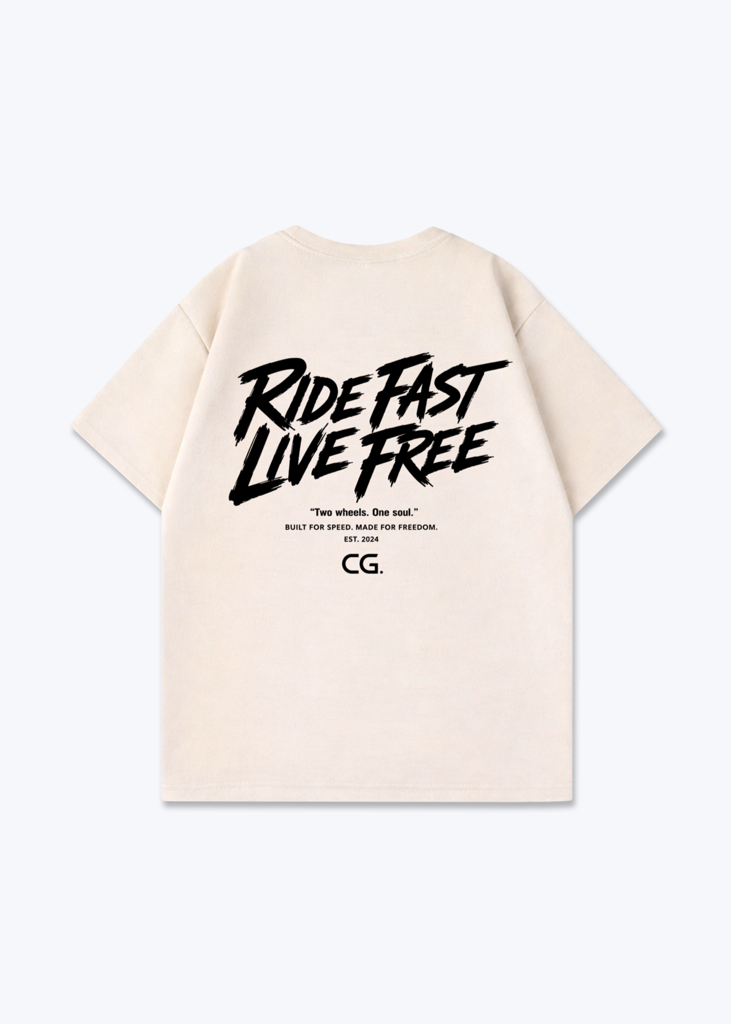 Throttle Oversized Shirt - Beige Back (Designed)