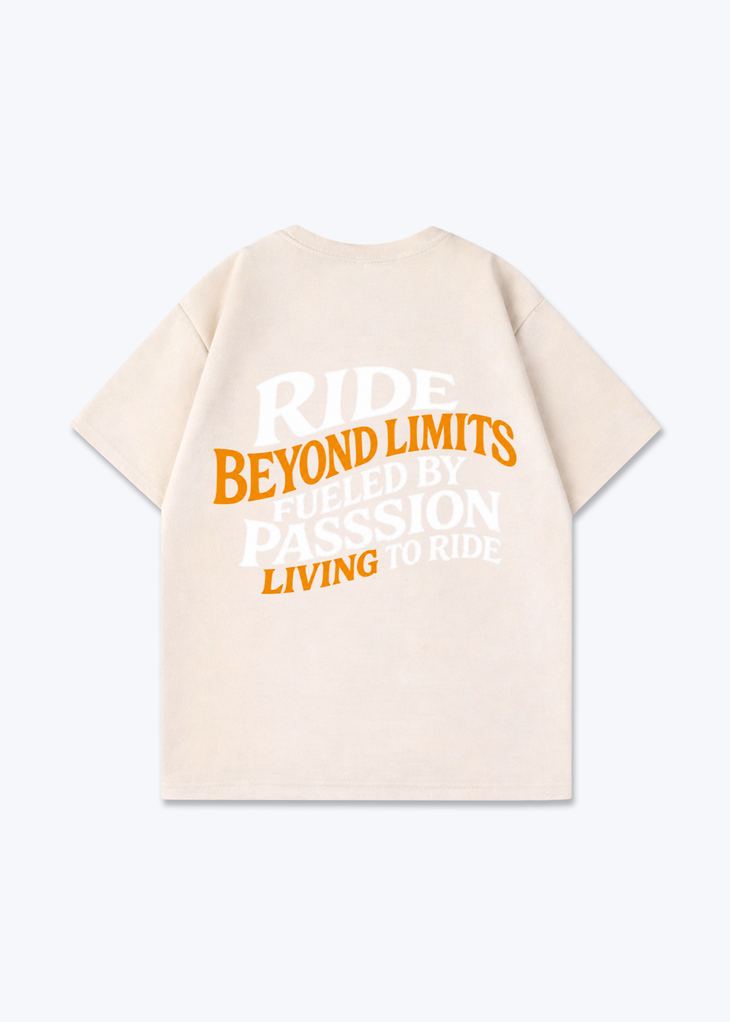 Ride beyond limits Oversized Shirt - Beige Back (Designed)