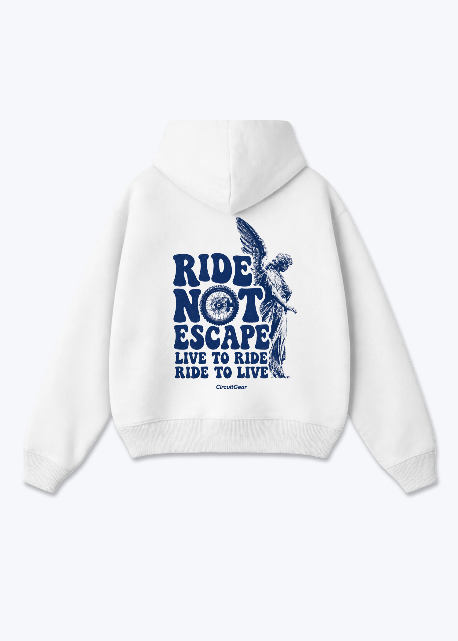 Ride not escapeOversized Hoodie - White Back (Designed)