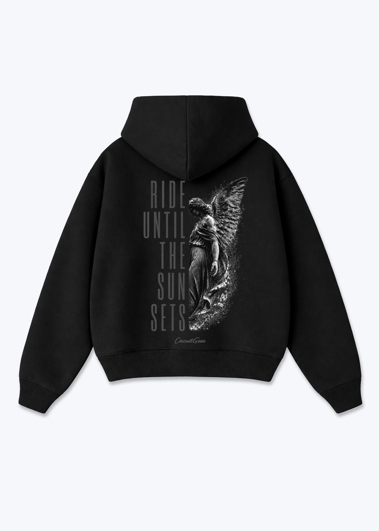 Until the sun sets Oversized Hoodie - Black Back (Designed)
