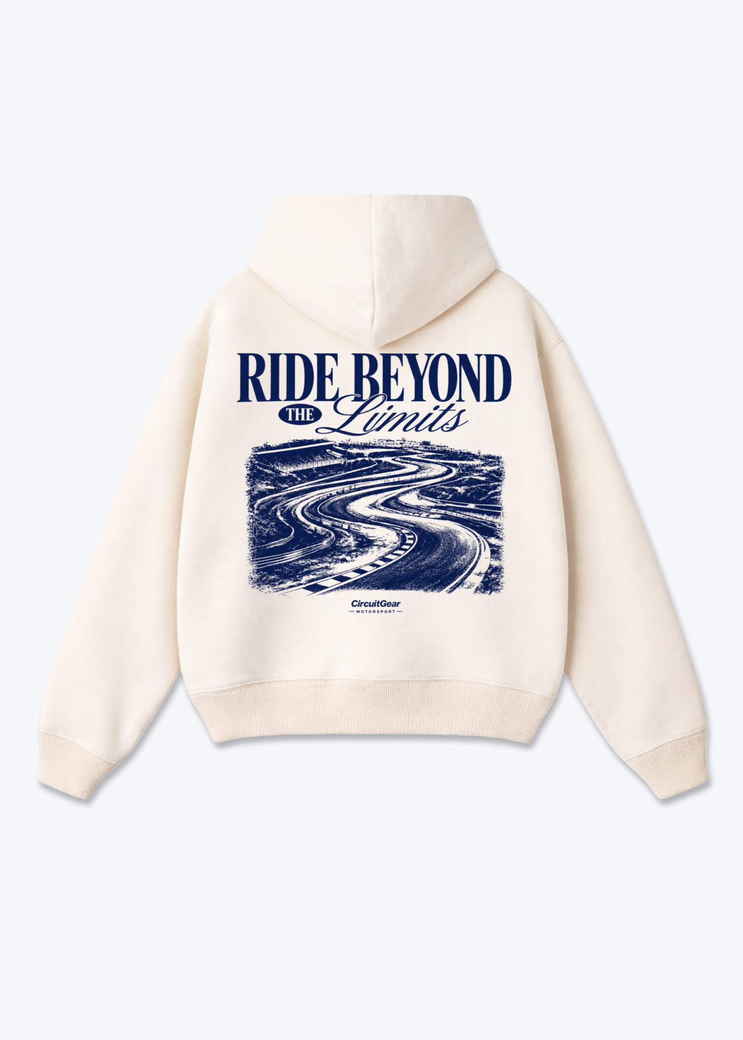 Ride beyond the limts Oversized Hoodie - Beige Back (Designed)