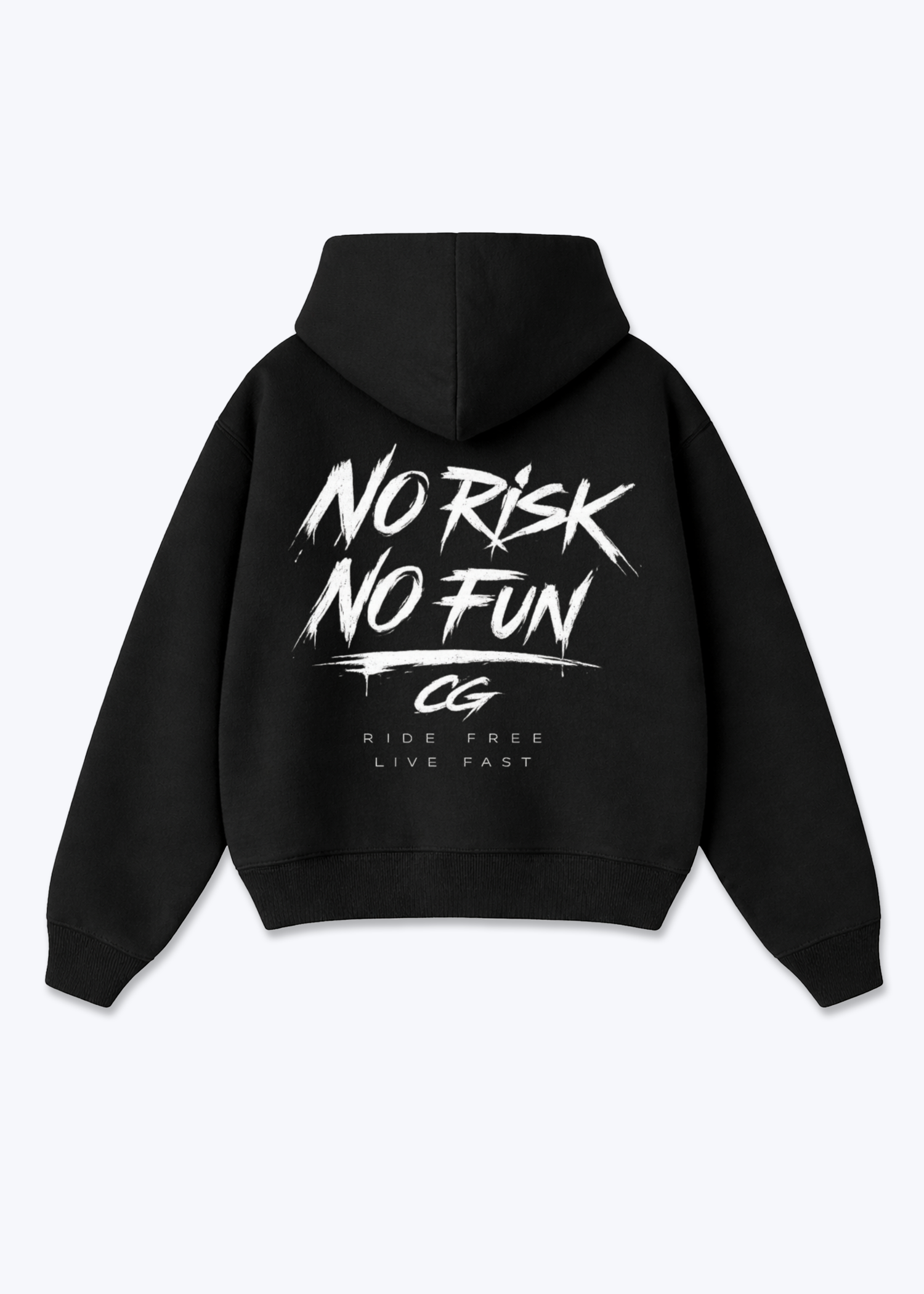No risk no fun Oversized Hoodie - Black Back (Designed)