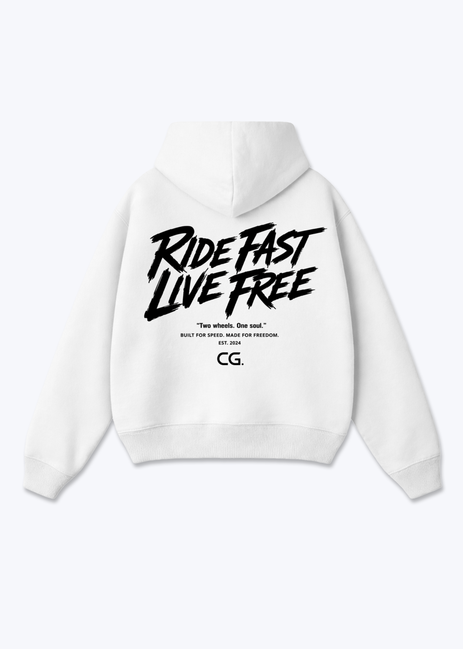 Ride fast live free Oversized Hoodie - White Back (Designed)