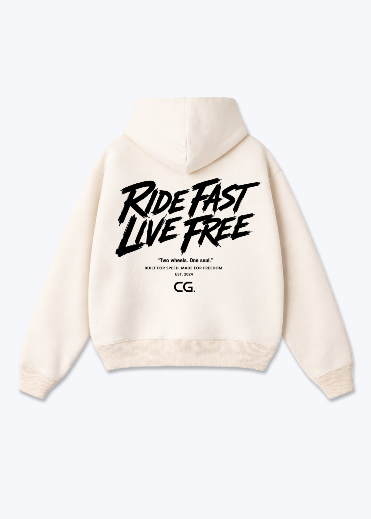 Ride fast live free Oversized Hoodie - Beige Back (Designed)