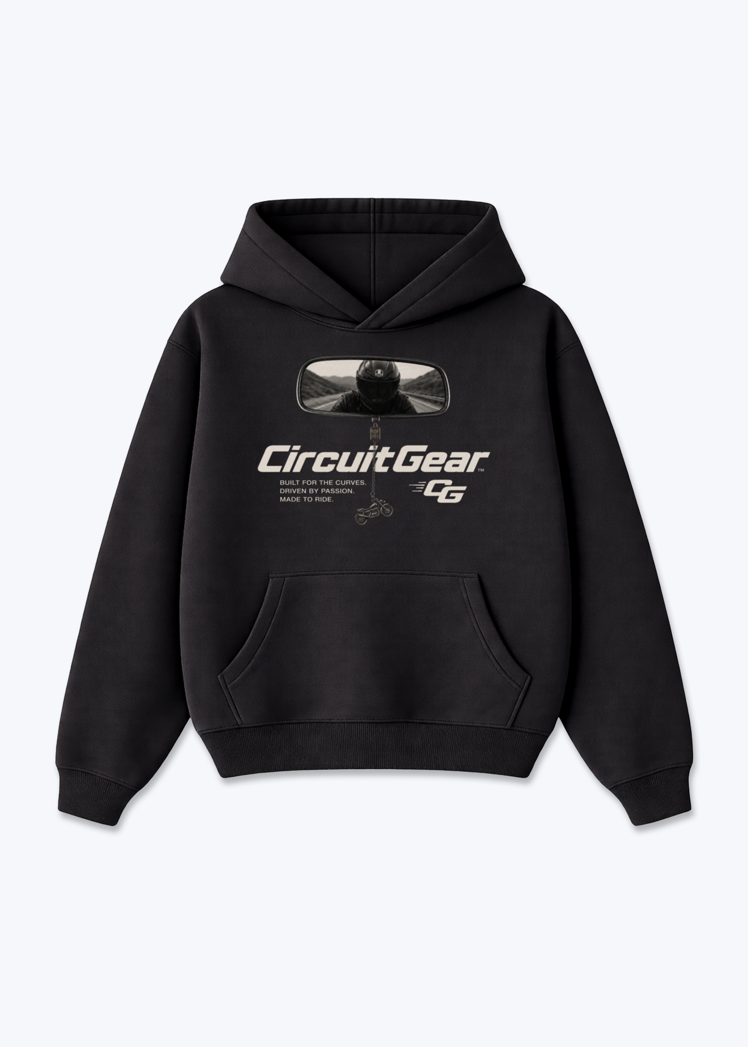 Look back Oversized Hoodie - Black Front (Designed)