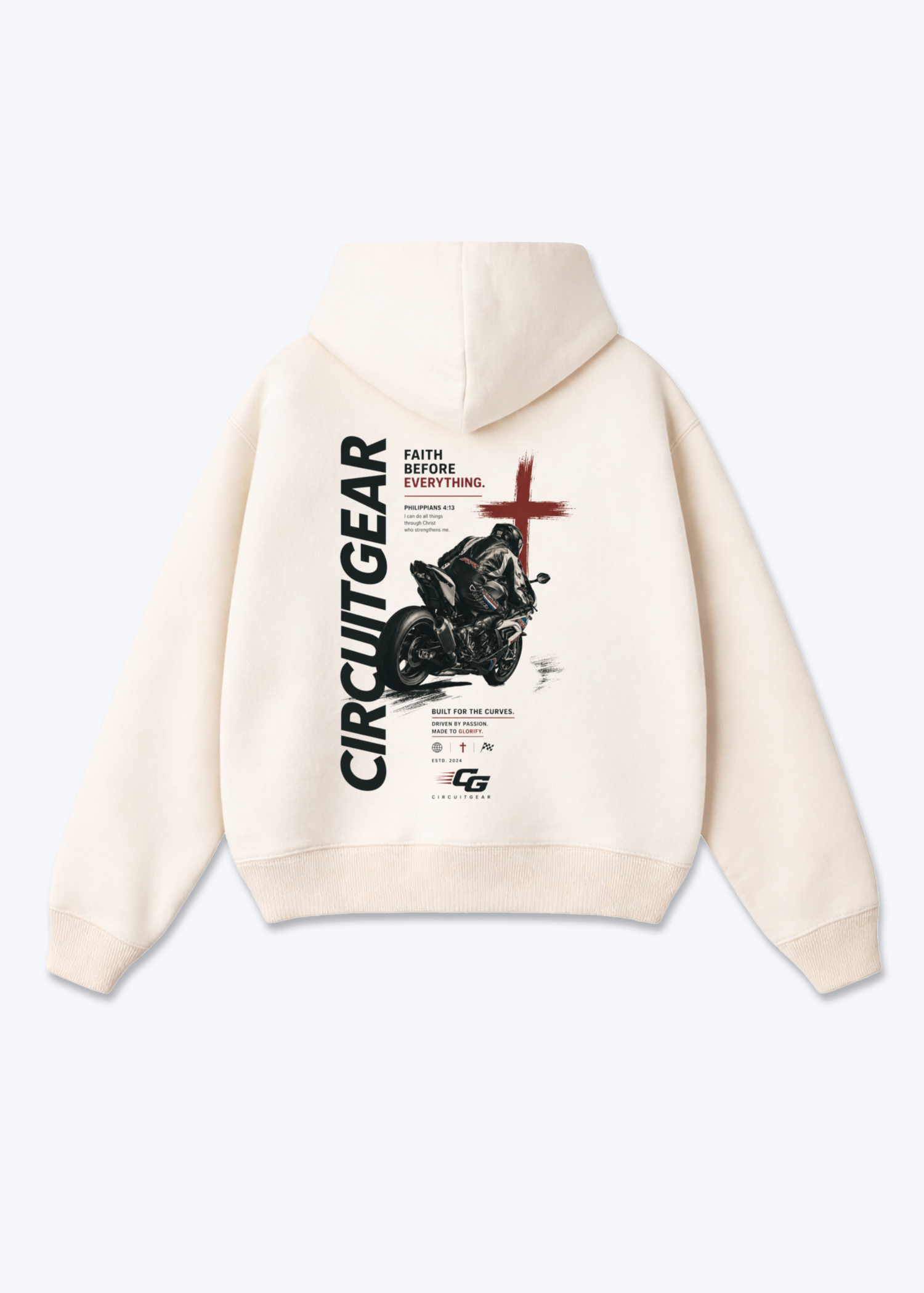 Faith before everything Oversized Hoodie - Beige Back (Designed)