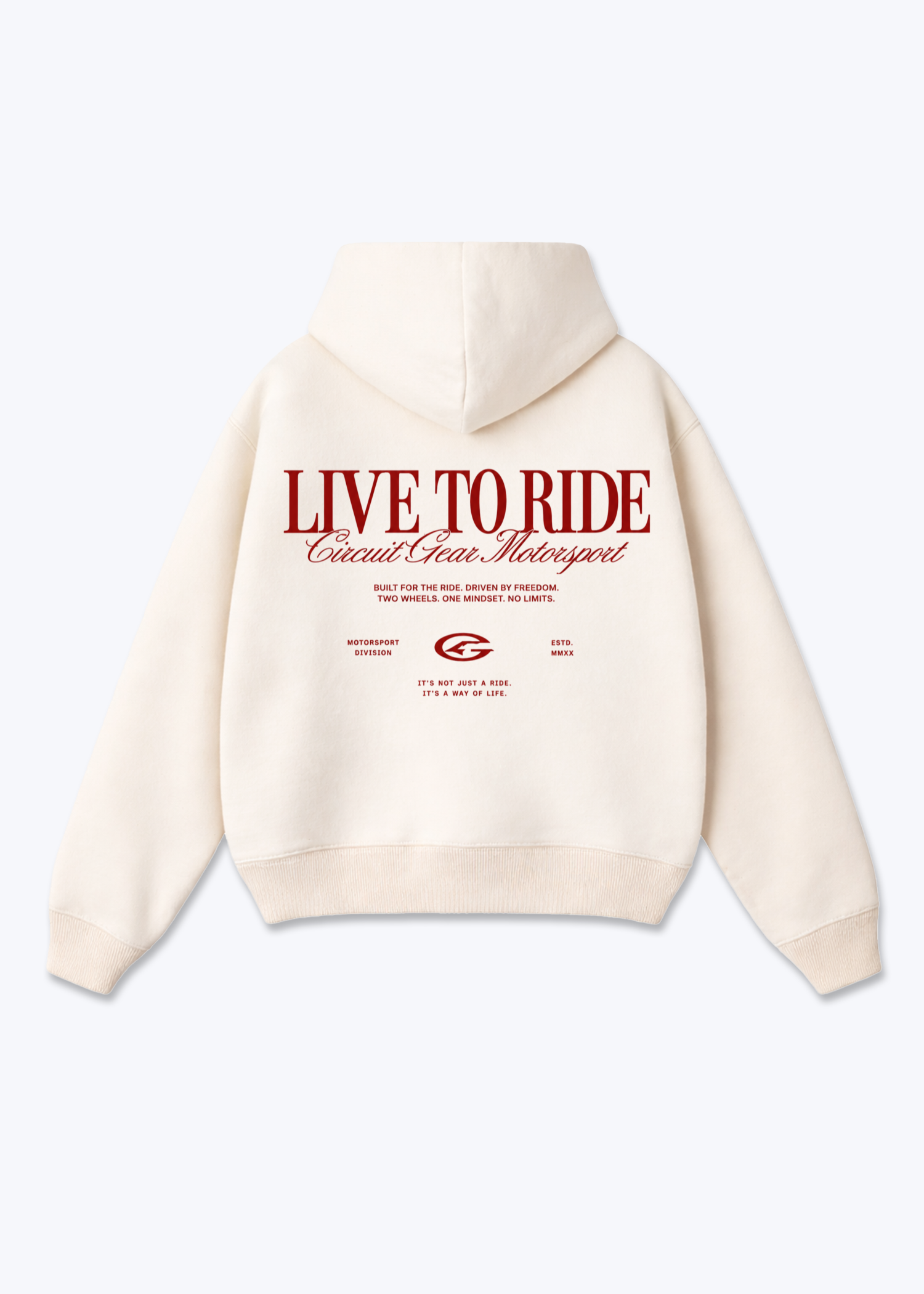 Life to ride Oversized Hoodie - Beige Back (Designed)