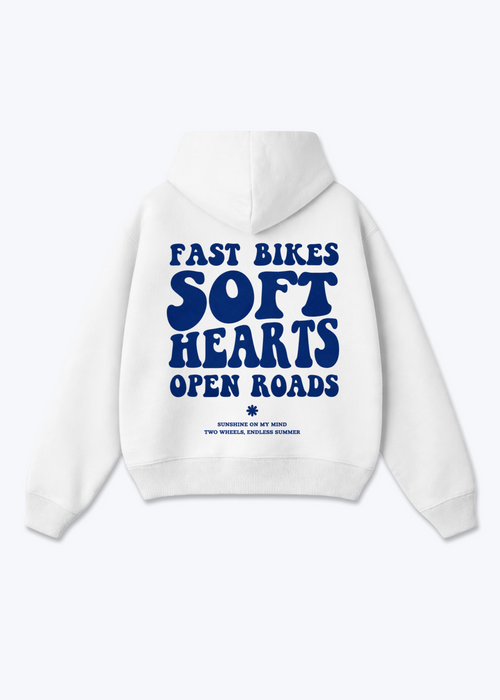 Fast bike soft hearts Oversized Hoodie - White Back (Designed)