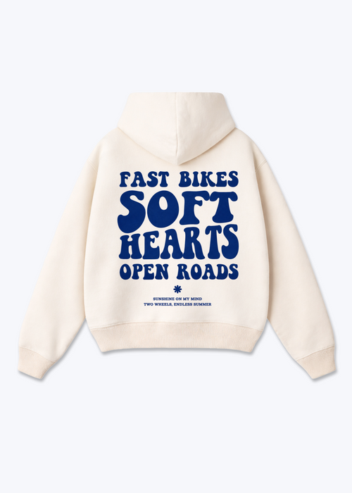 Fast bike soft hearts Oversized Hoodie - Beige Back (Designed)