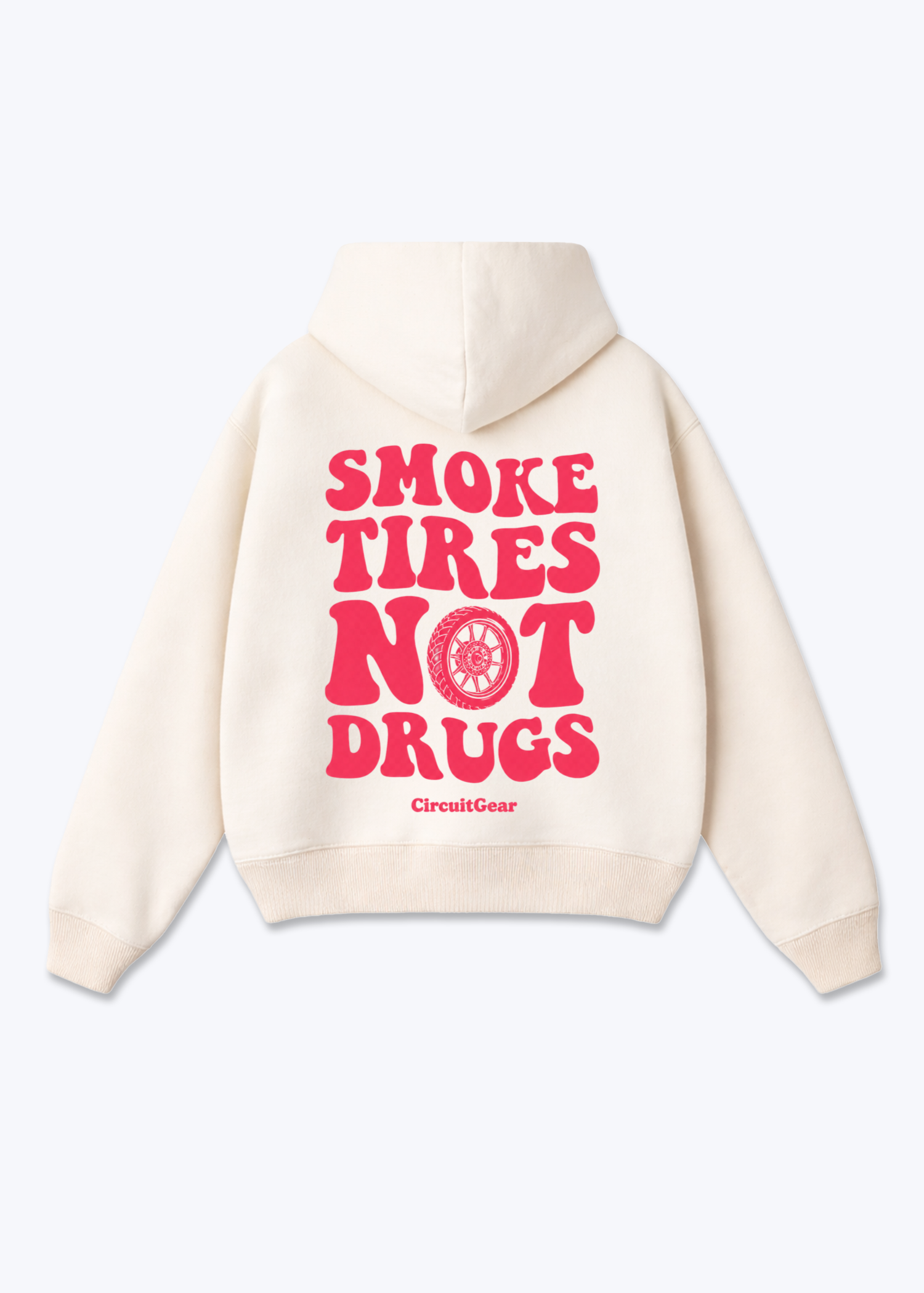 Smoke tires Oversized Hoodie - Beige Back (Designed)