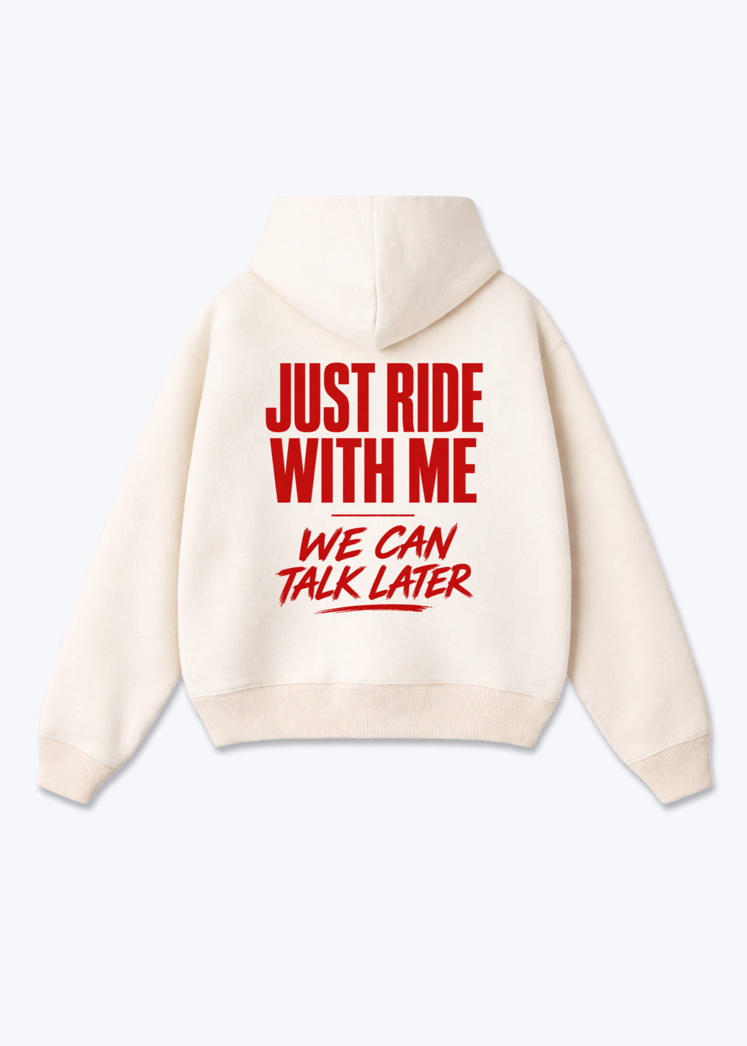 Just ride with me Oversized Hoodie - Beige Back (Designed)