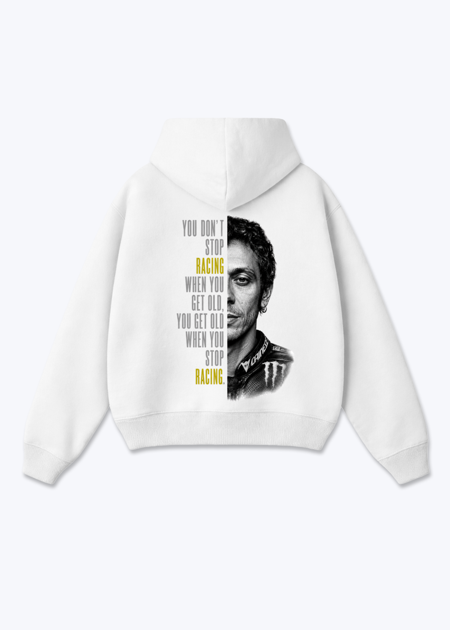 Don`t stop racing Oversized Hoodie - White Back (Designed)