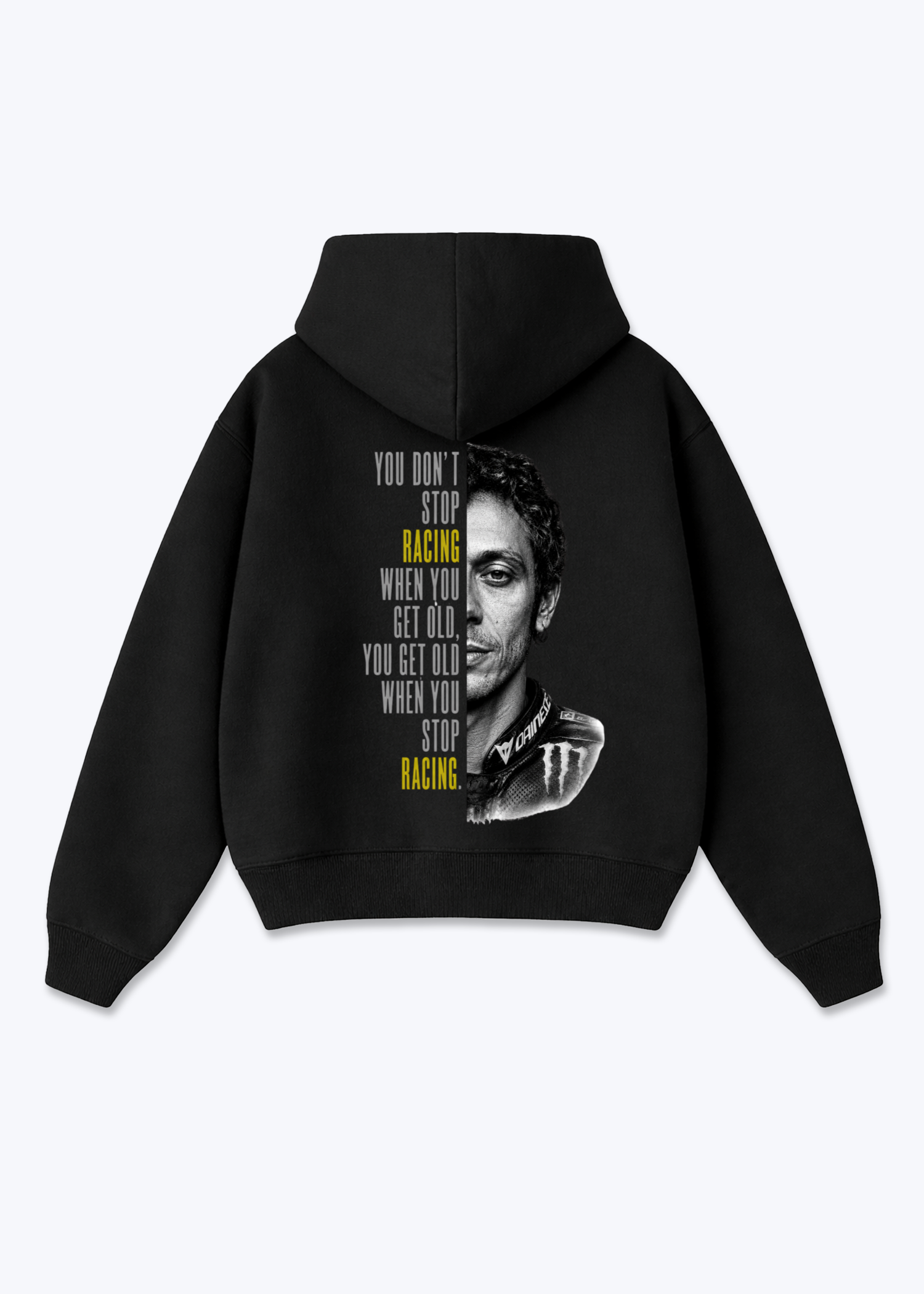 Don`t stop racing Oversized Hoodie - Black Back (Designed)