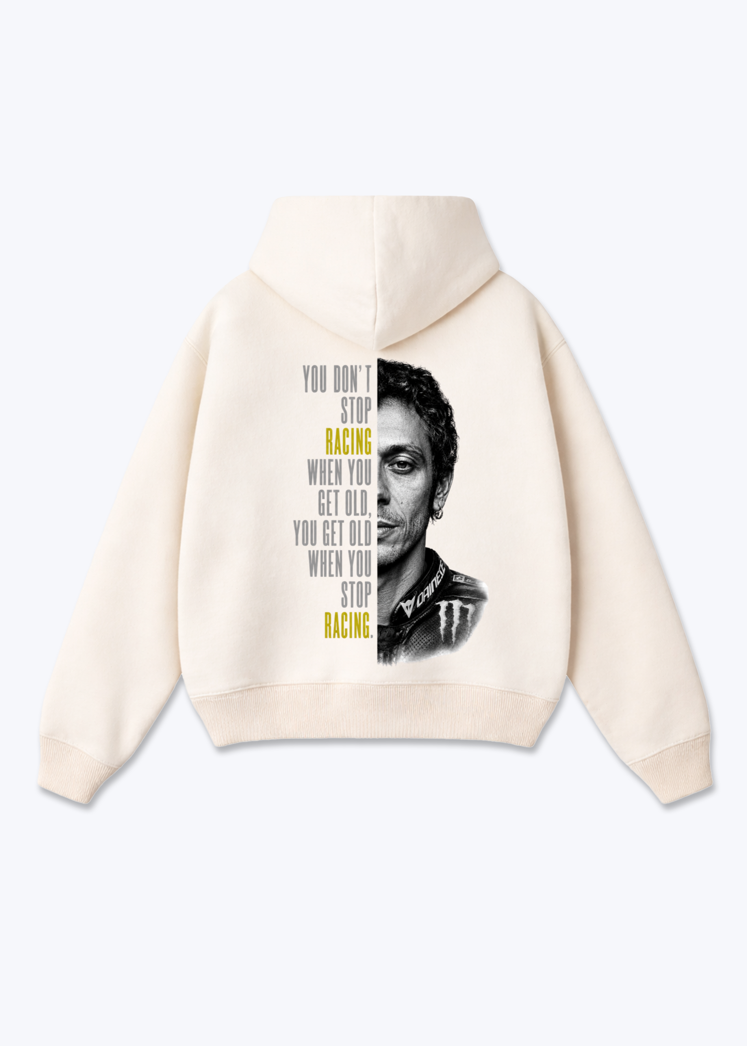 Don`t stop racing Oversized Hoodie - Beige Back (Designed)