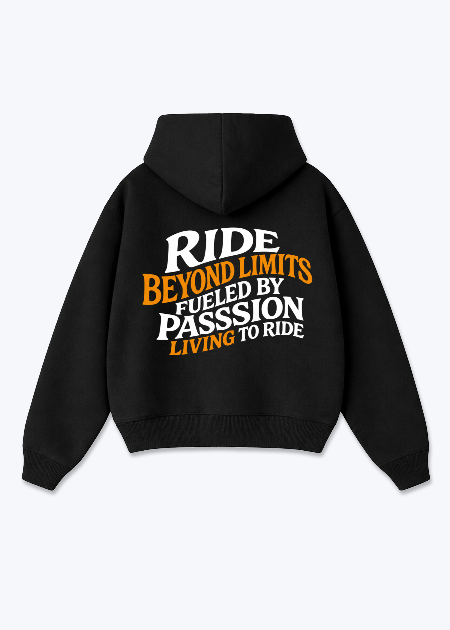 Ride beyond limtis Oversized Hoodie - Black Back (Designed)