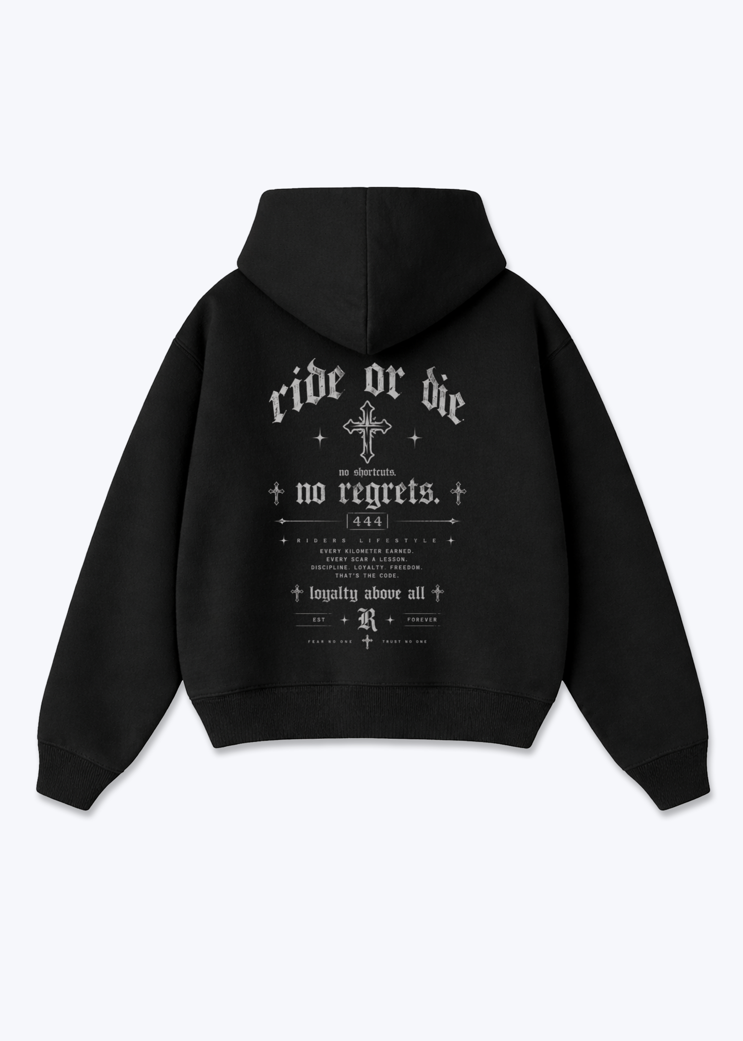 No regrets Oversized Hoodie - Black Back (Designed)