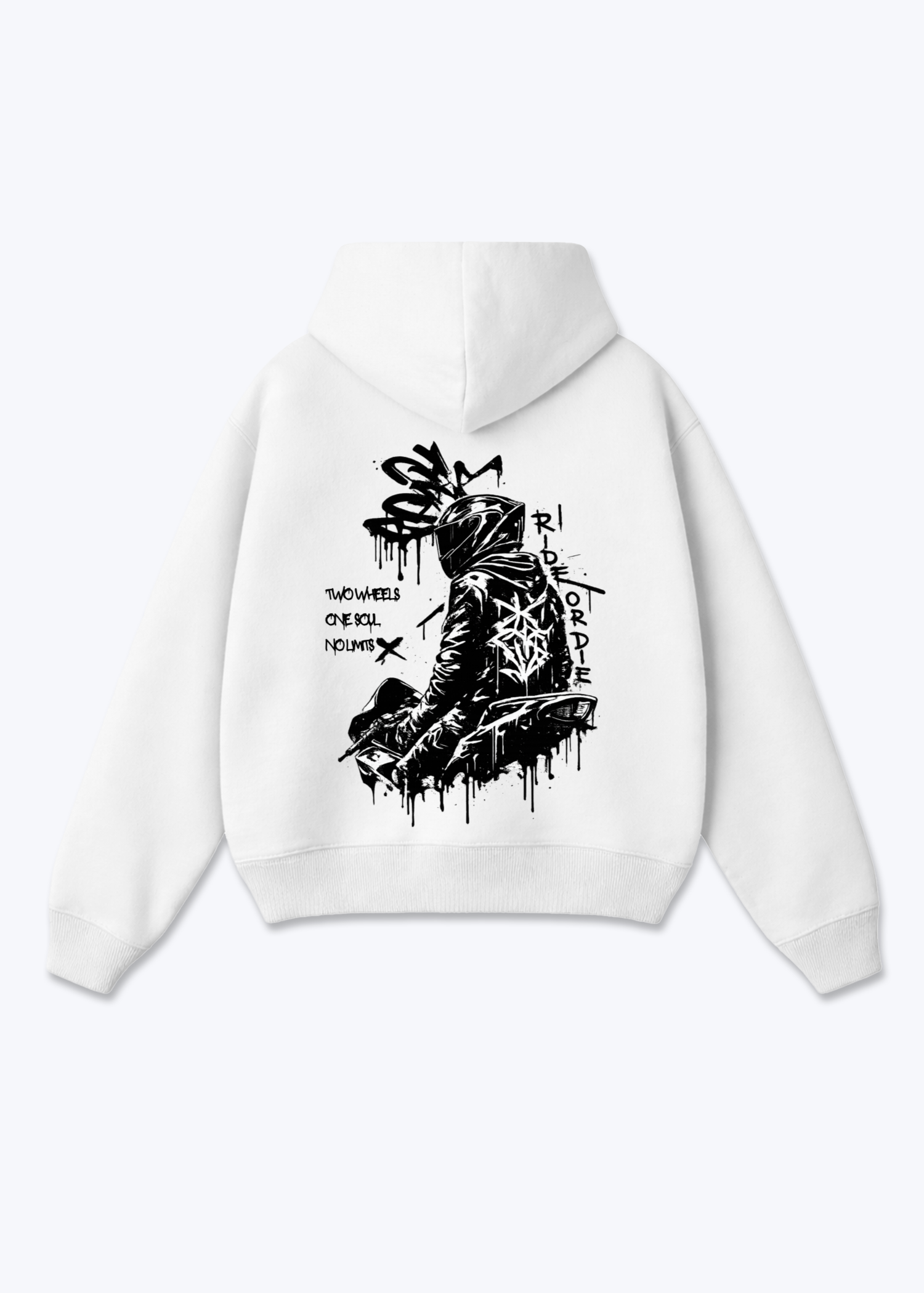 Midnight rider Oversized Hoodie - White Back (Designed)