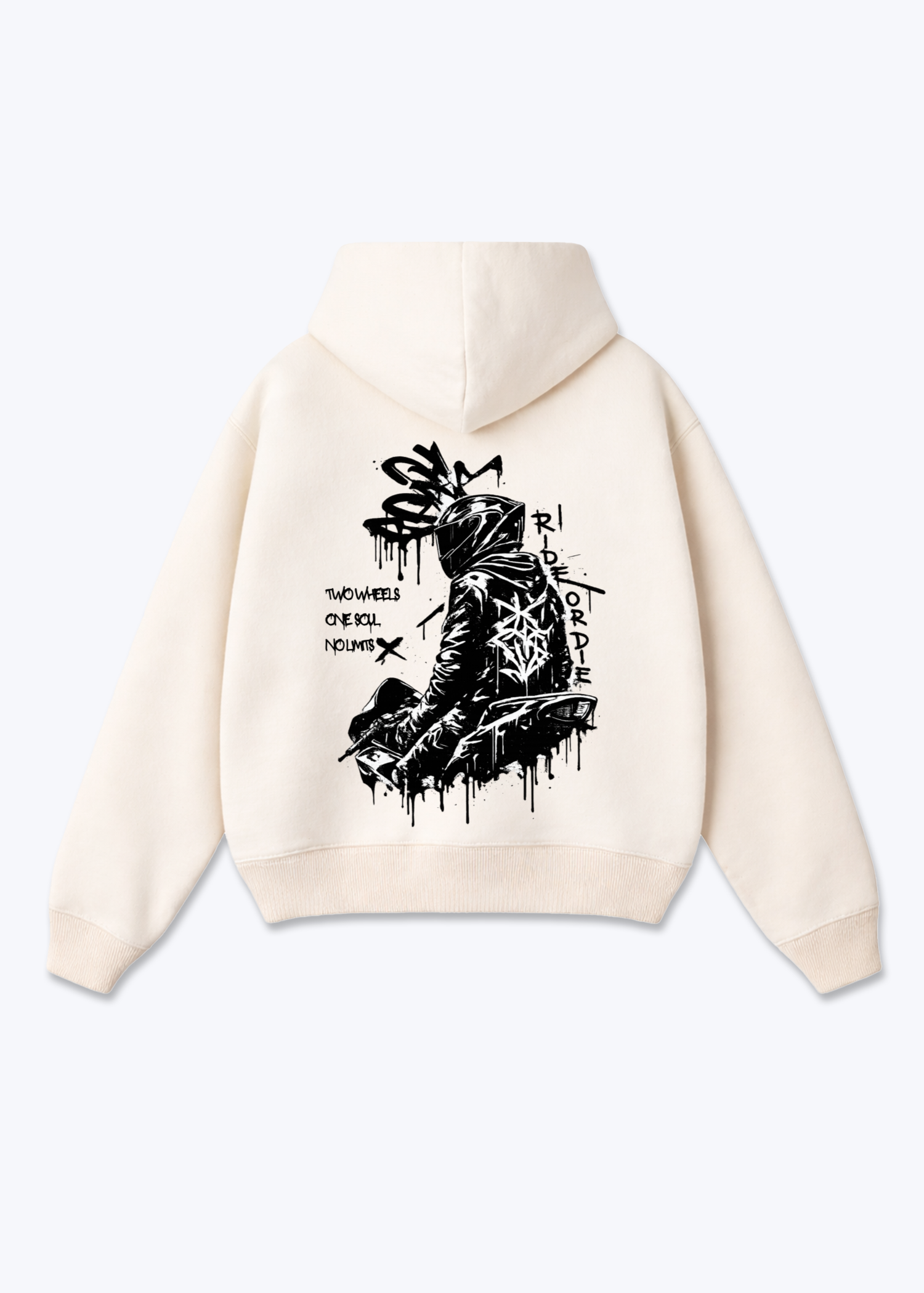 Midnight rider Oversized Hoodie - Beige Back (Designed)