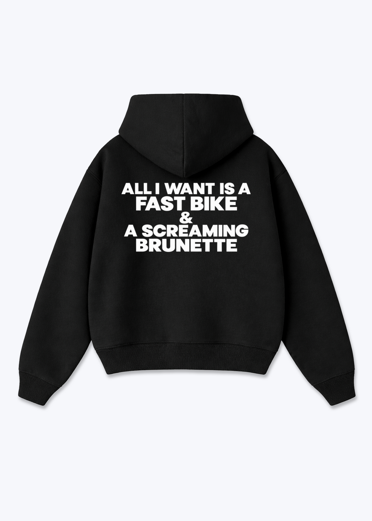 ALL I WANT IS A SCREAMING BRUNETTE Oversized Hoodie - Black Back (Designed)